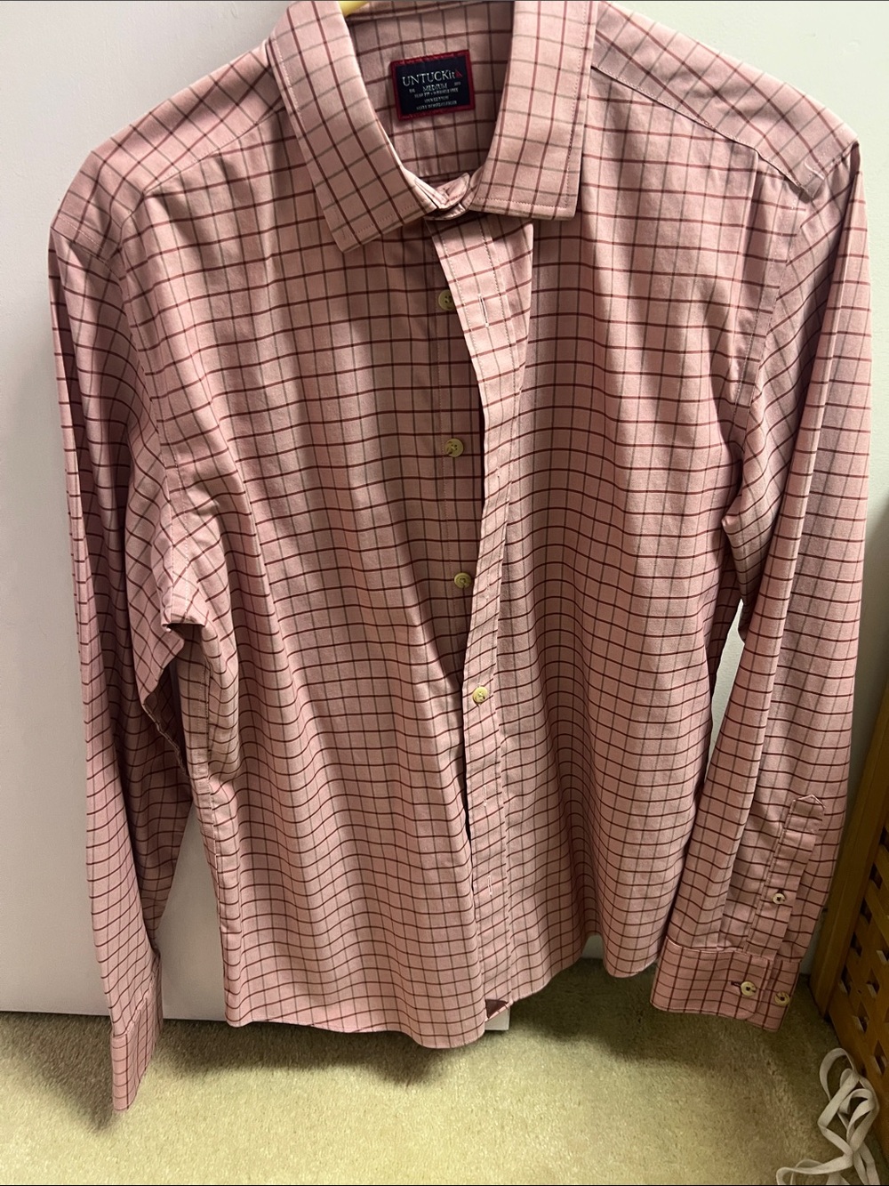 UNTUCKit Men’s Pink Grid Dress Shirt